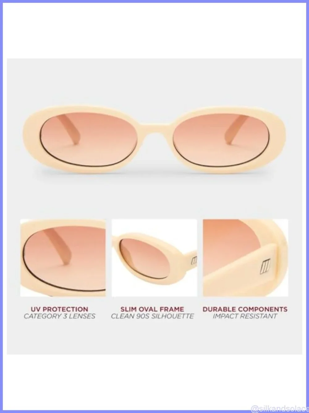 Oval Full Frame Sunglasses with Scratch Resistant UV Protection Lenses